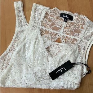 Lulus white lace bodysuit